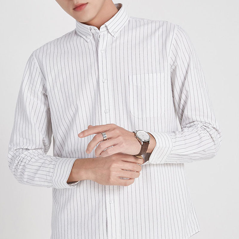 Camisa Masculino Trabajo Basica De Vestir Social Slim Fit Formales Manga Blanca Algodon Larga Sarga Para Hombres