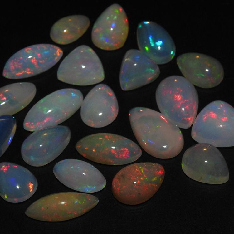 Natural Ethiopian Opal Smooth Fancy Shape Multi Flashy Fire Cabochon Wholesale Price New Arrival