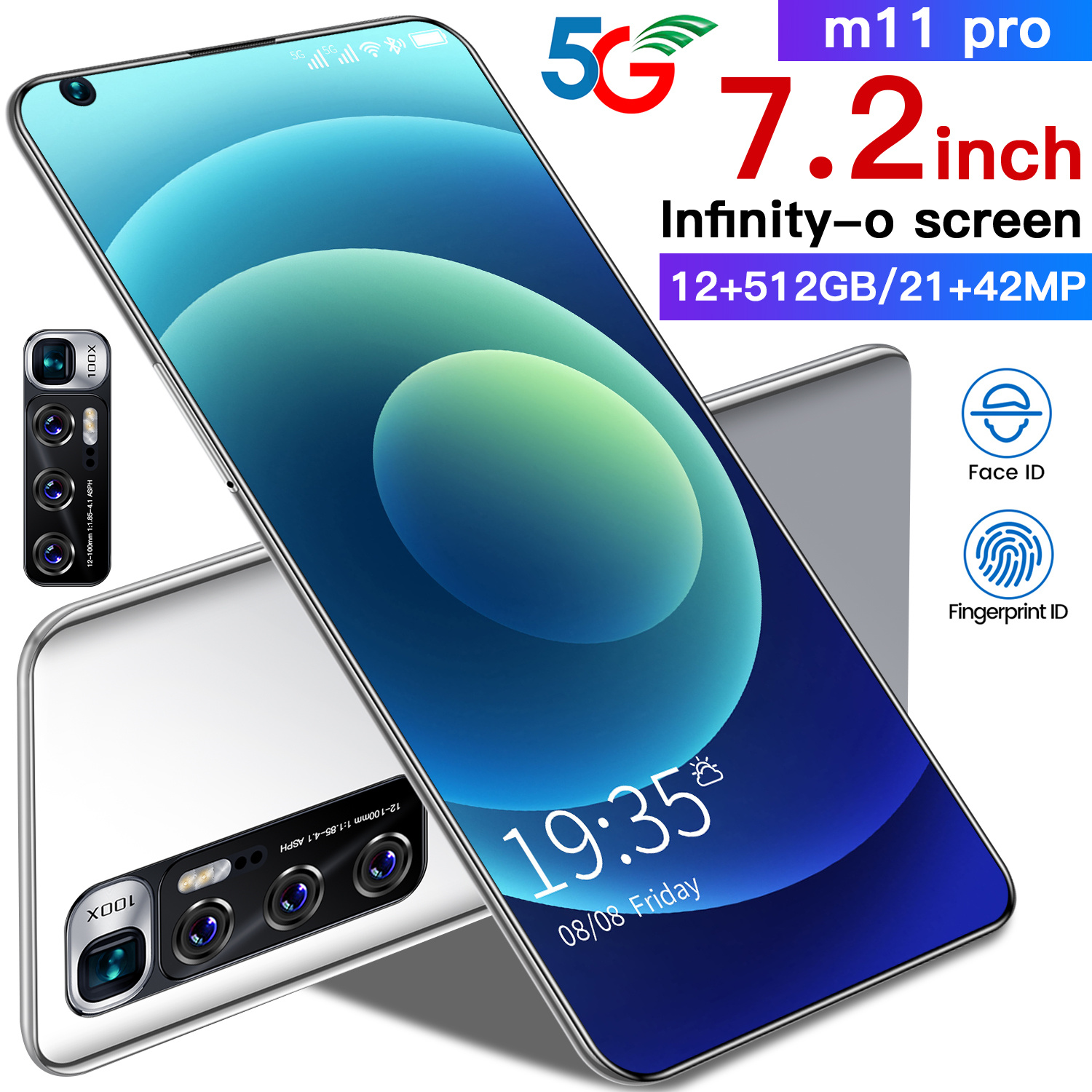 Супер тонкий мобильные телефоны m11 pro Новый 4g 5g android 12 + 512 большой объем памяти 5600 мА/ч, большая емкость отпечатков пальцев разблокировать смартфон
