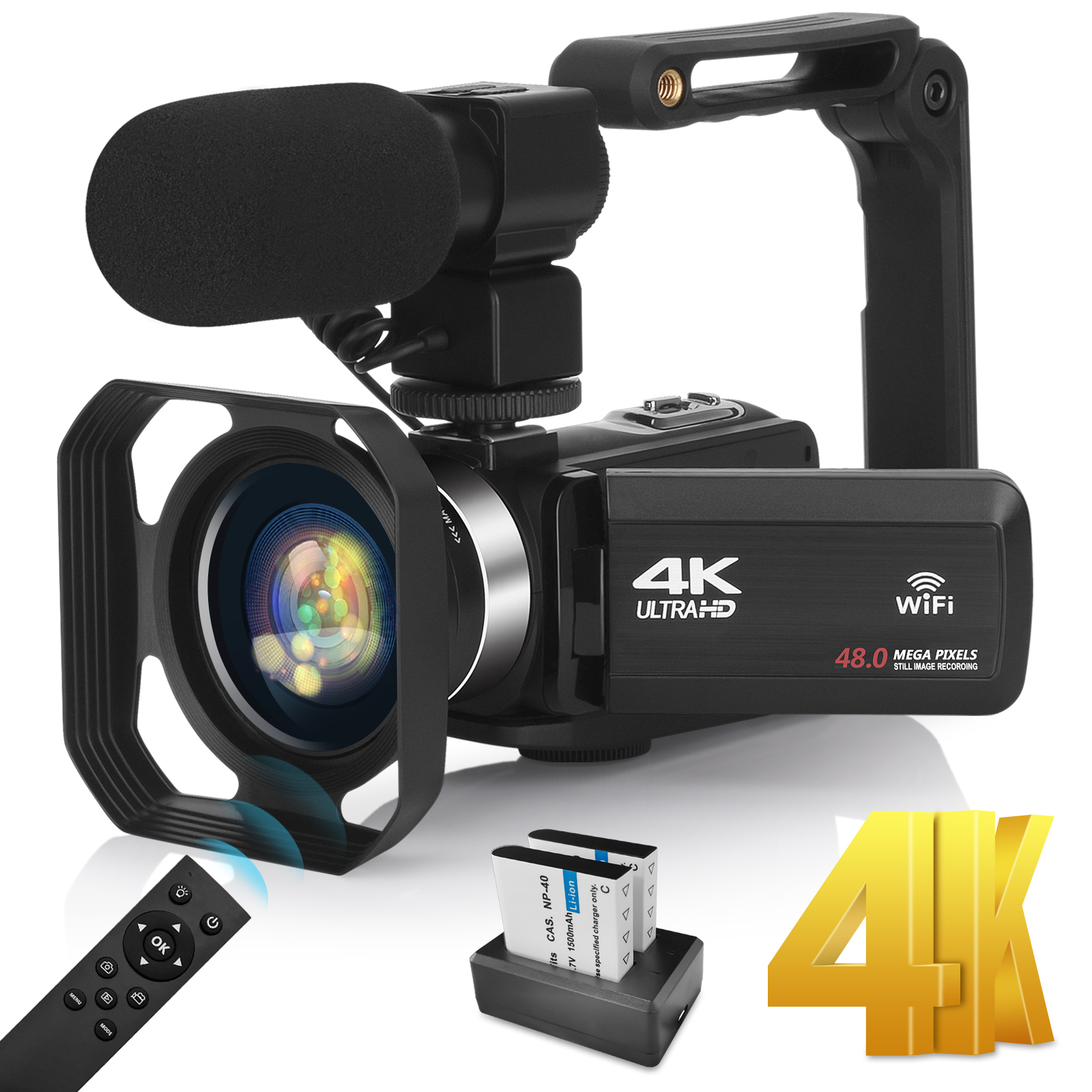 Цифровая видеокамера 4K UHD с инфракрасным ночным видением Wifi IPS сенсорным экраном видеокамера