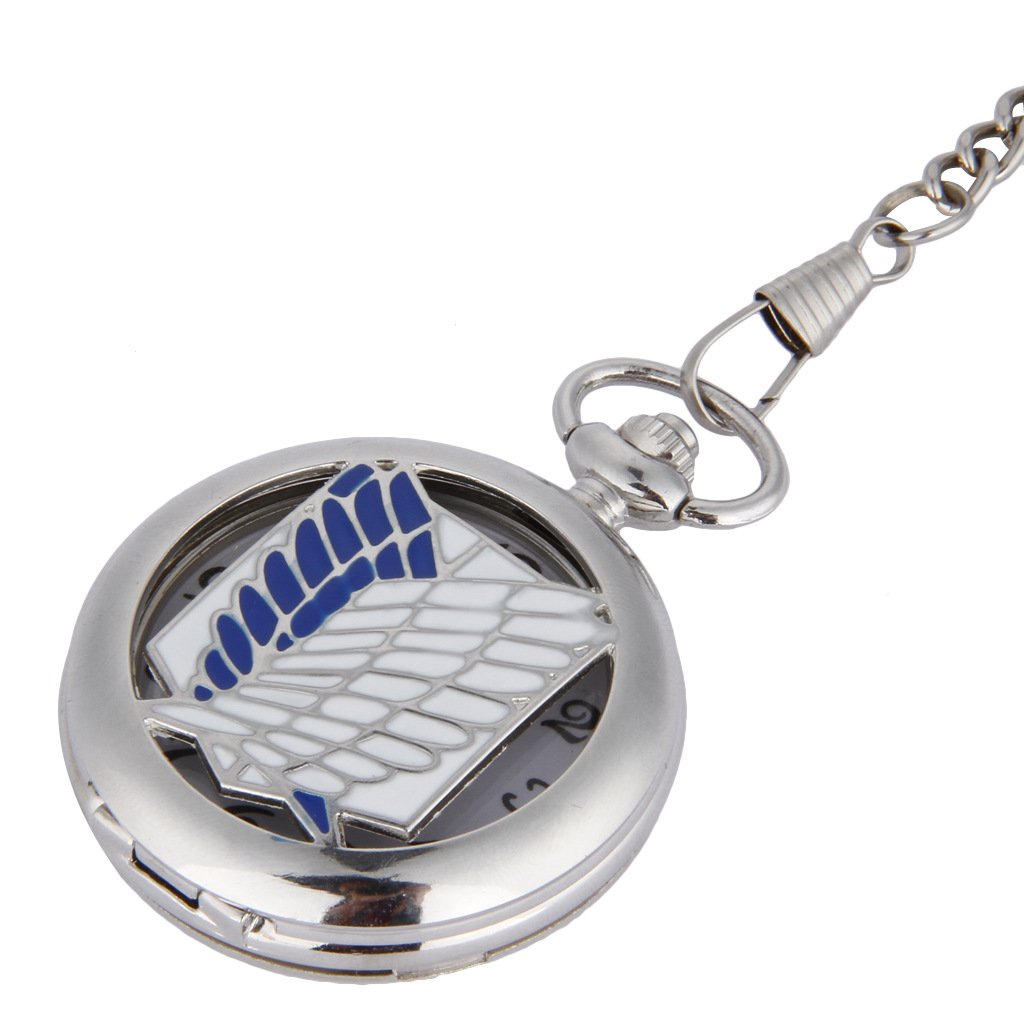 Japan Anime Attack On Titan Hollow Quartz Pocket Watch with Chain