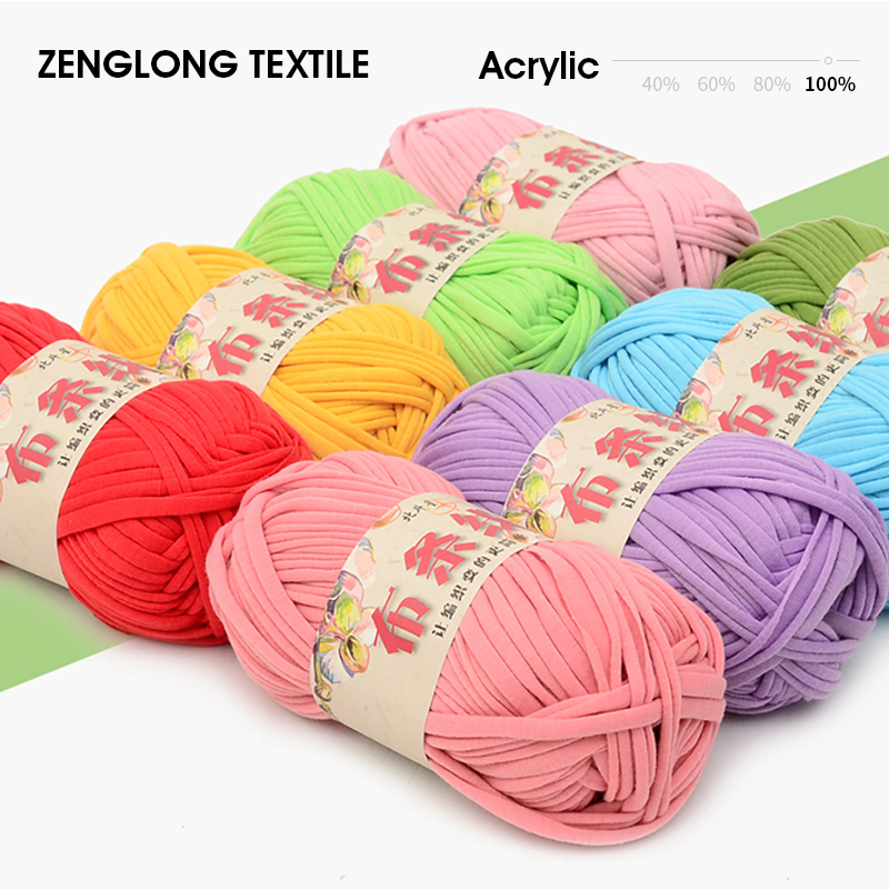 Текстиль ZENGLONG, оптовая продажа, 2,8 см, пряжа для футболок, 100 г, однослойная пряжа для ручного вязания крючком, необычная переработанная пряжа, 100% акриловая пряжа для вязания