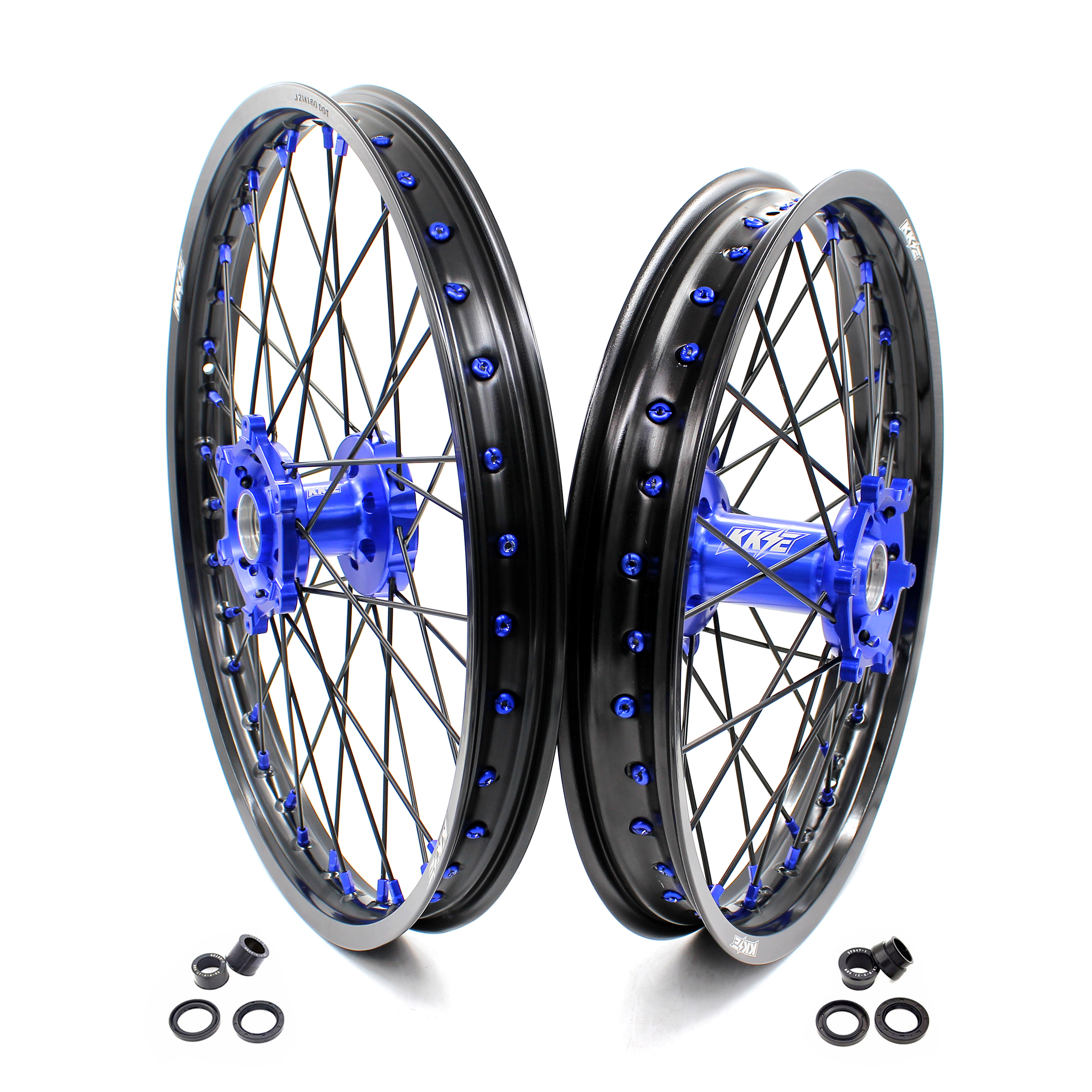 KKE мотоцикл 21/19 ЧПУ Набор сменных колёс для YAMAHA YZ125 YZ250 YZ250F YZ450F 2020 синий концентратор/соска черный обод/спицы