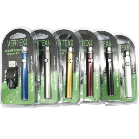 Аккумуляторная батарея 510 резьба 350 мАч/650 мАч/900 мАч CBD vape pen с предварительным нагревом, регулируемая батарея vertex