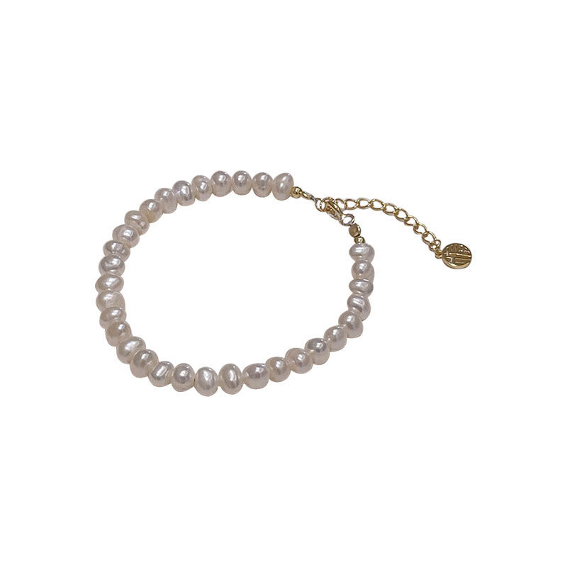 Fashionable summer freshwater pearl bracelets silver adjustable elegant baroque bracelet