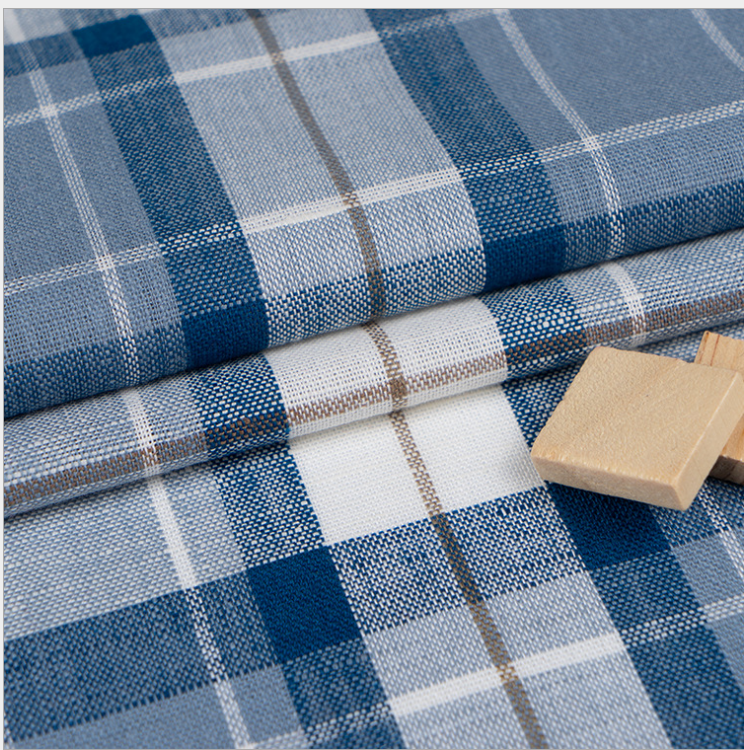 55 linen 45 cotton Yarn Dyed Grid Linen cotton Fabric