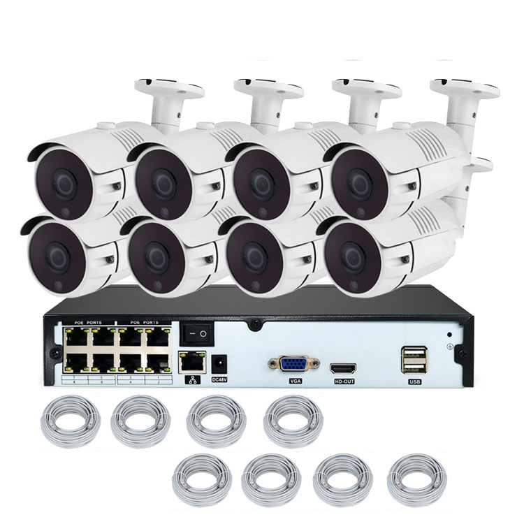 8 каналов POE NVR система видеонаблюдения 3 Мп видеокамера регистратор водонепроницаемый комплект