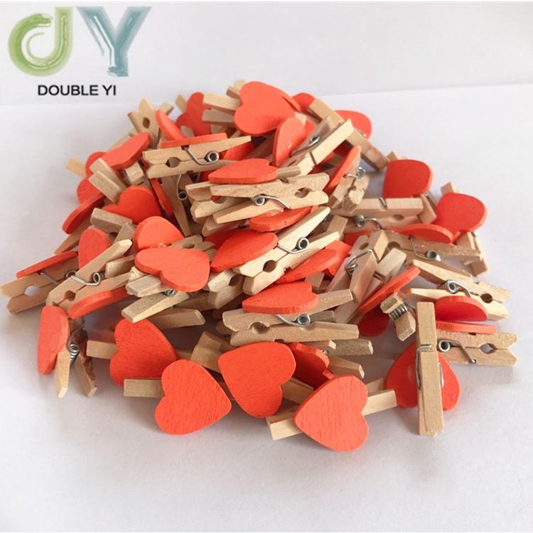 Wholesale Wooden Cartoon 3cm Mini Colorful Love Photo Clip Decorative Message Clip