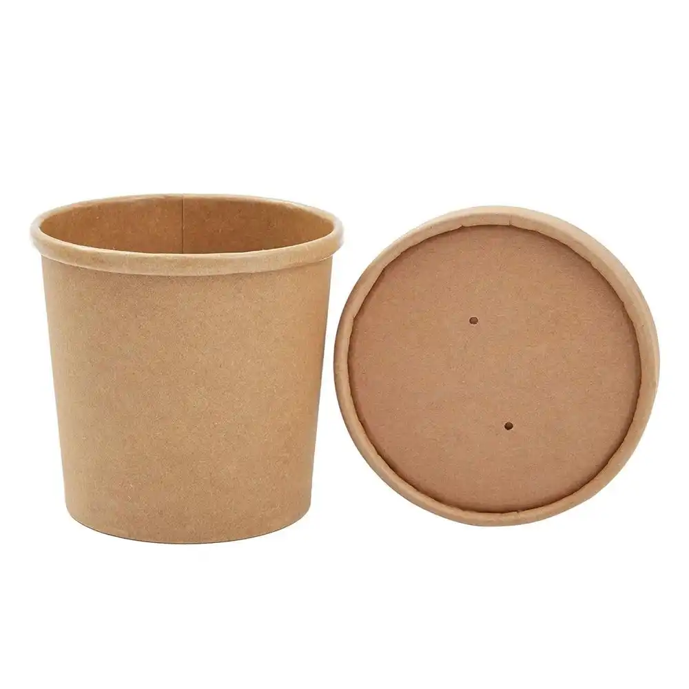 Biodegradable take Out paper food packaging takeaway paper bowl for soup and salad