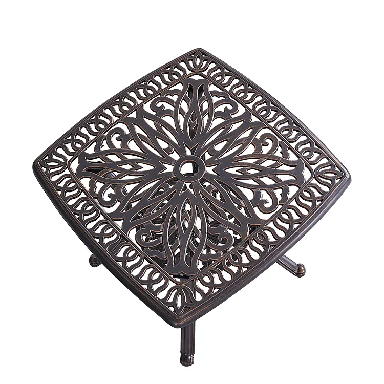 Outdoor garden tables and chairs high-quality cast aluminum small square table matching cast aluminum sofa set