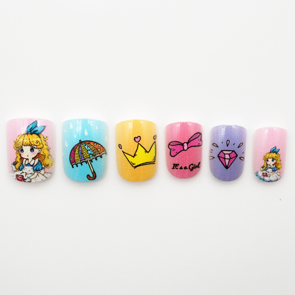 The New Removable False Nails Tips Finished Product DIY Nail Kit Press on Nails For Kids