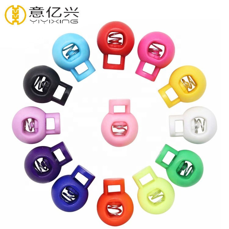High Quality Fashion Adjustable 1 Hole Black Plastic Cord Stopper Spring Oval Cord Lock
