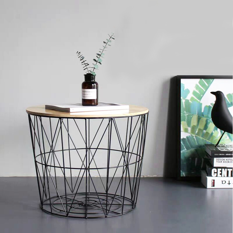 Dropshipping Small Side Table with Storage Modern Coffee Table Metal Round Gold Nightstand Bed End Table for Living Room