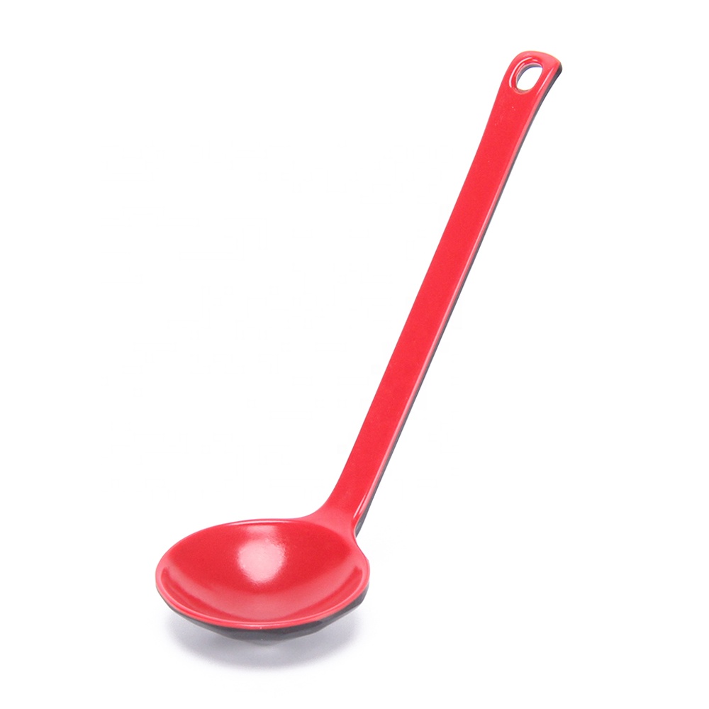 Melamine Tableware Chinese Black And Red With Long Handle Ladle Plastic Spoon Soup Spoon