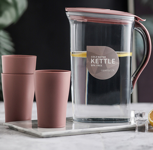 novedadess 2021 plastic 1.5L water drop cold kettle sets houseware bottle products drink dispenser gift items with three cup