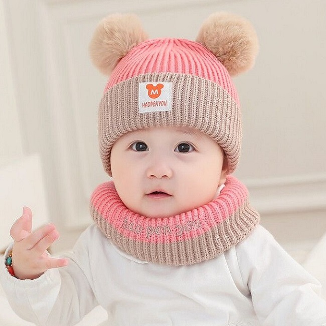 winter warm Child's hat with the bulb children woolen knitted baby knits hats hat scraf set knit
