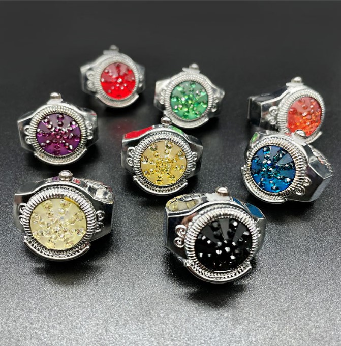 Wholesale Crystal Flip Gem Leisure Personality Women Hot Elasticity Rings Watch