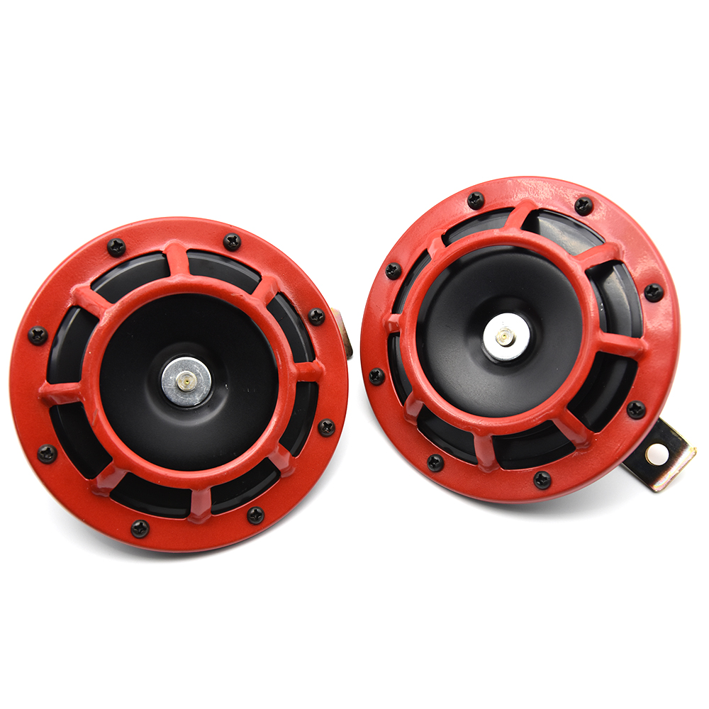 HD Red Hella Super Loud Compact Electric Blast Tone Air Horn 12V 115DB For Motorcycle Car 2pcs Speaker Horns