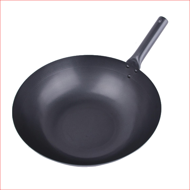 LFGB certificate Rust-Proof Traditional Carbon Steel Construction Wok 1mm 1.2mm Thickness