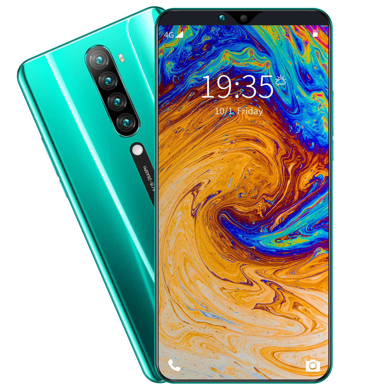 Оригинальный Rino5 6,3 дюймовый смартфон Android 9,1 Мобильный телефон Смартфон 4 аппарат не привязан к оператору сотовой связи сети распознавание лица + отпечатков пальцев