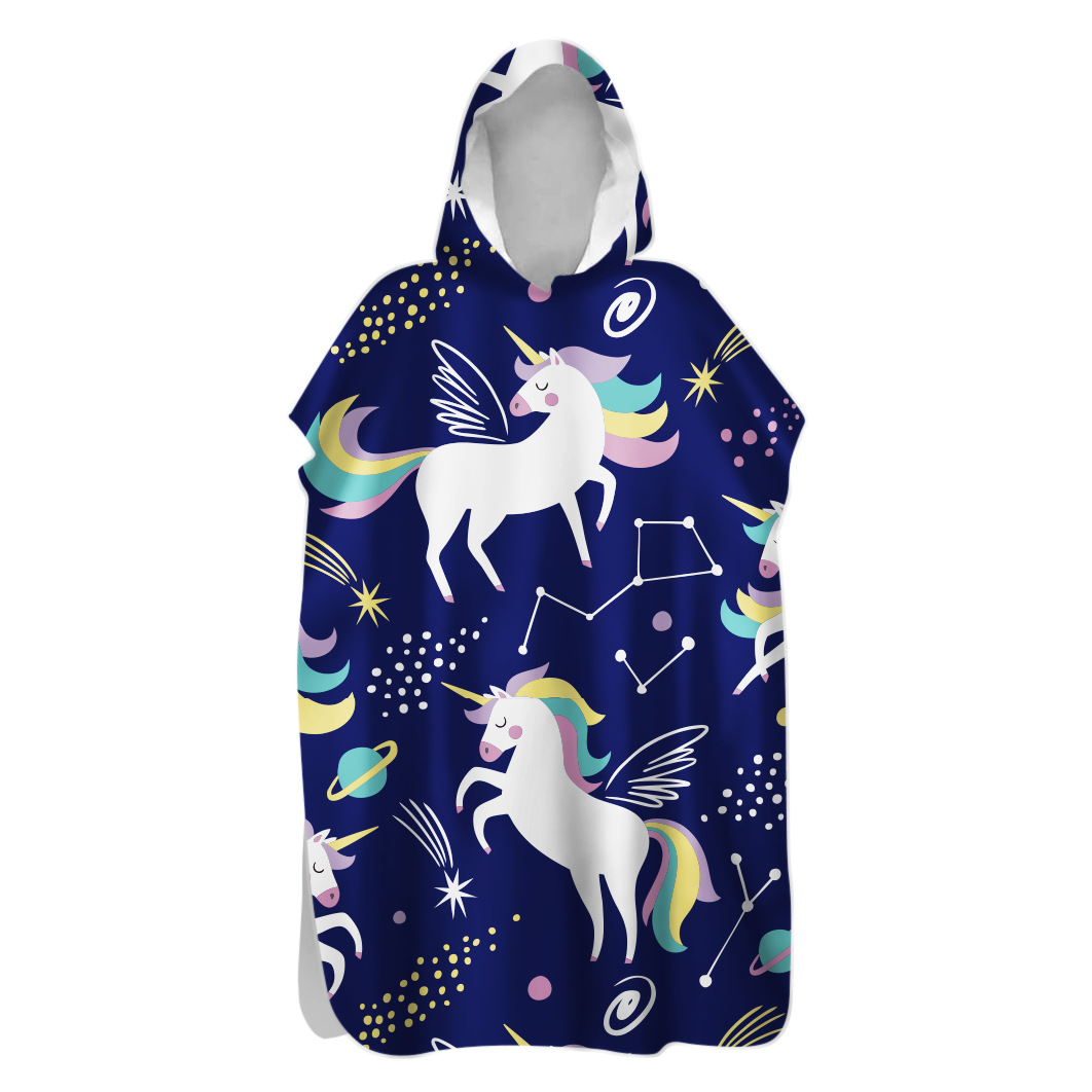 Factory Price Hooded Boho Beach Change Robe Surf Poncho Bath Cartoon Graphic Zip Ponchoo Embroidery Hood beach Towel