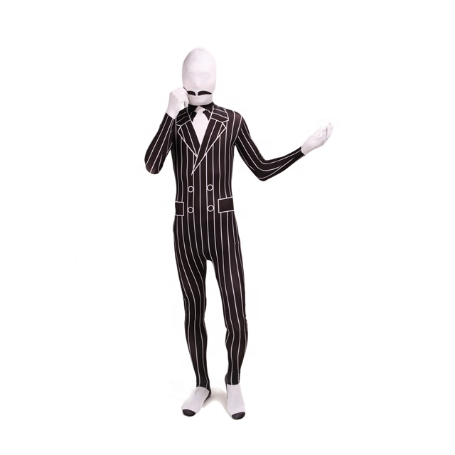 Черный Полосатый деловой костюм из лайкры, полный деловой костюм zentai