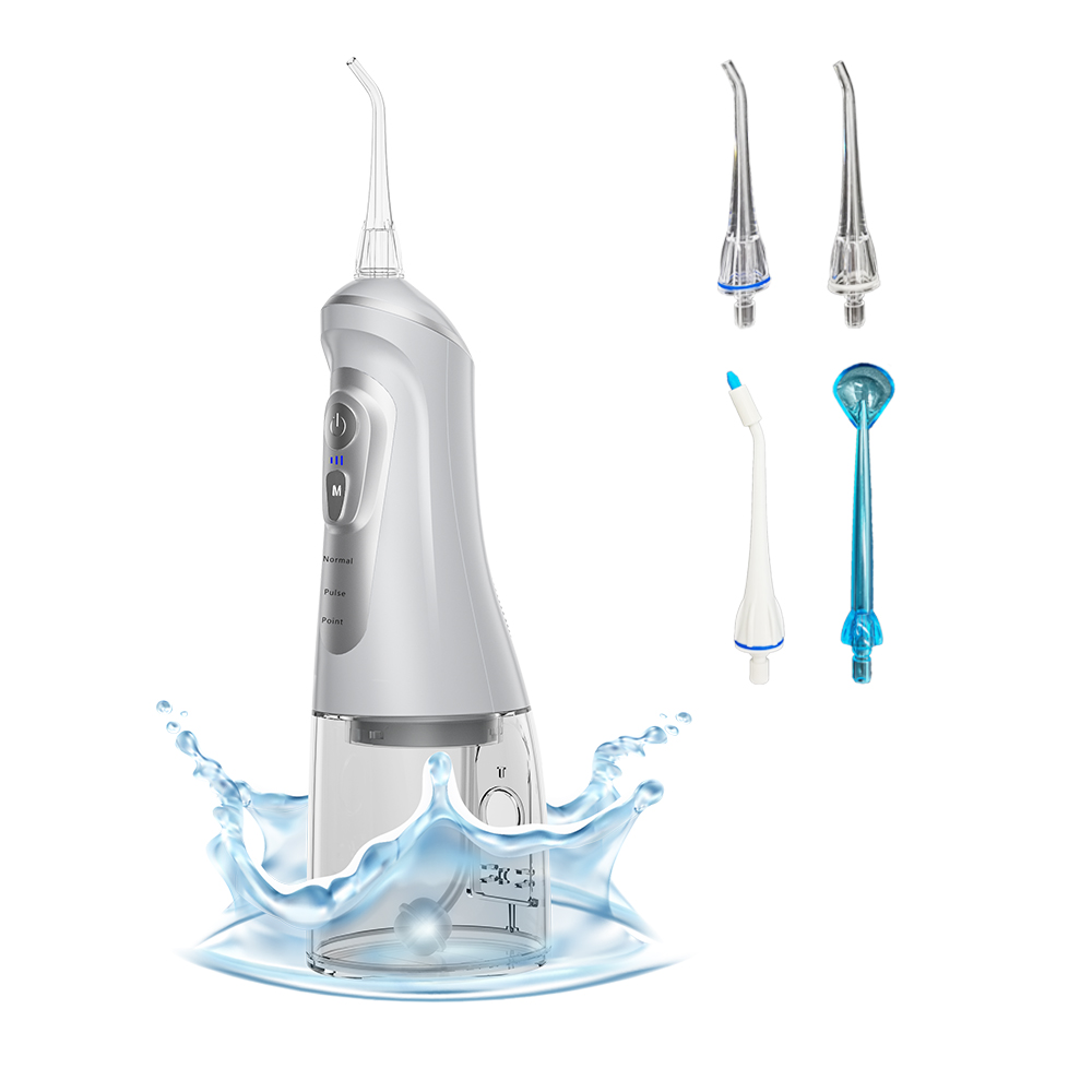 Travel Ipx7 Cordless Oral Irrigator Water Flosser For Teeth 2021 Cleaner 4 in 1 Soft Waterproof White USB