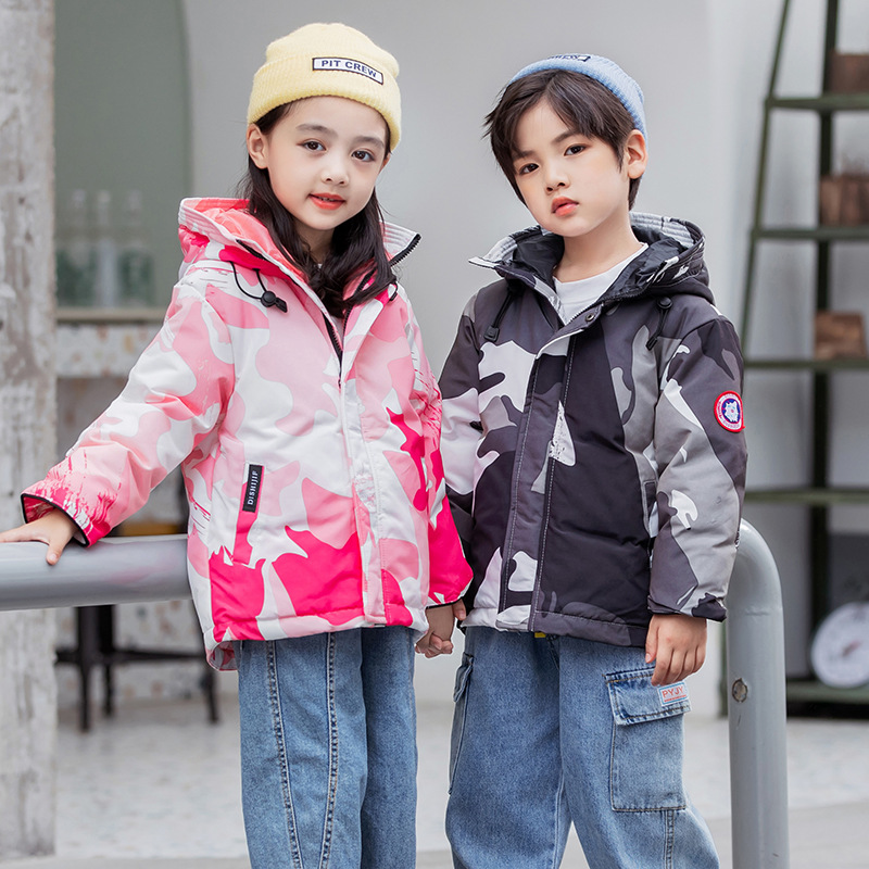 Children's Cotton-padded Coats Thicken Winter Teenage Baby Boys Girls Warm Long Jackets Toddler Kids Outerwear