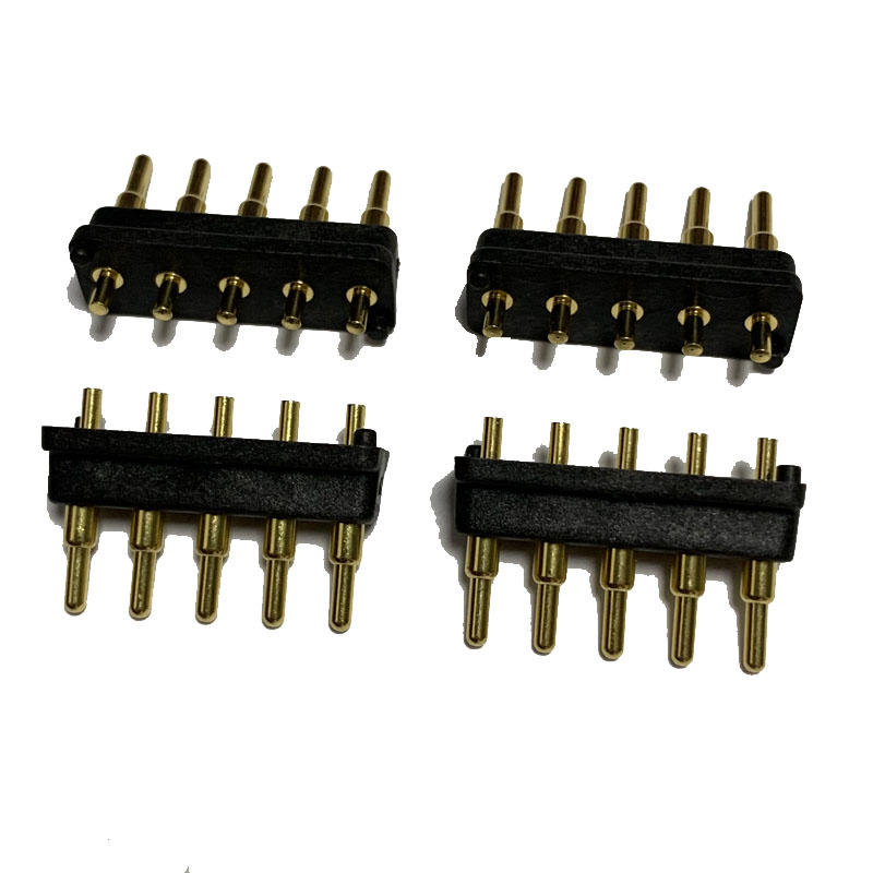 Spring Loaded Pogo Pin Connector 5 Pin Pitch 4.0 mm Through Holes PCB solder Male Female Flange Power Charge Panel Mount