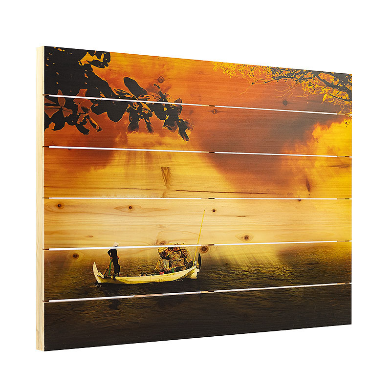 Wholesale Landscape UV Printing Natural Wood Painting Decoration for Living Room
