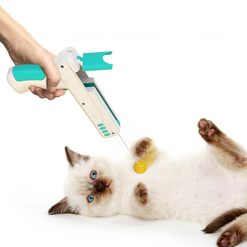 Sturdy And Durable Interactive Cat Toy Gun With Ball And Feather Cat Toy Cats Supplies Interactive