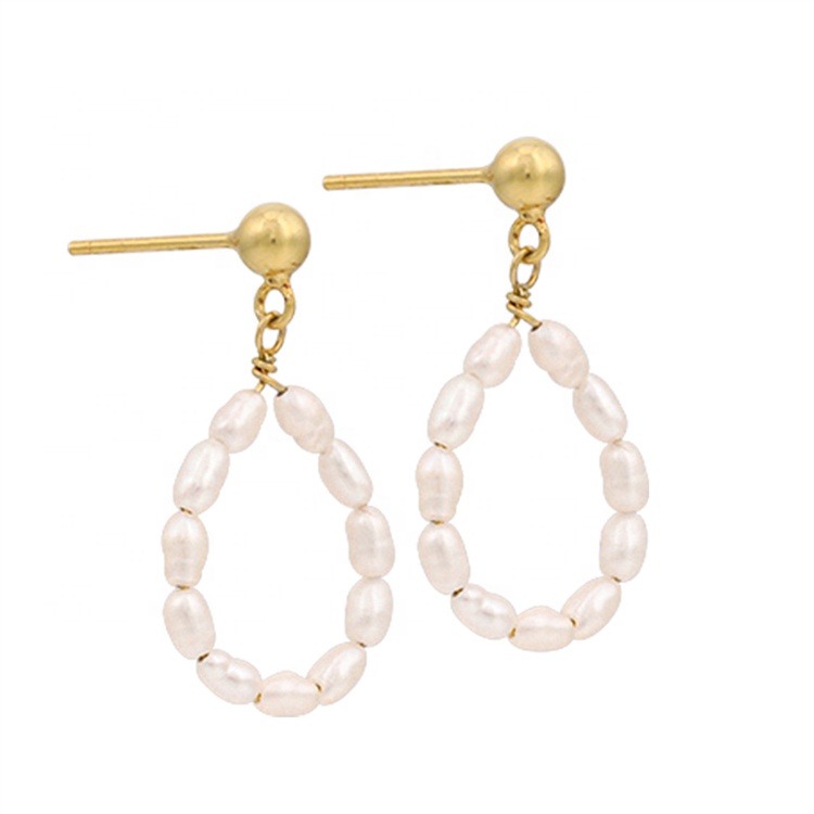 Fashion Trend New Korean Lady Women Vintage 18k Gold Plated 925 Sterling Silver Free Water Small Baroque Pearl Earrings Jewelry