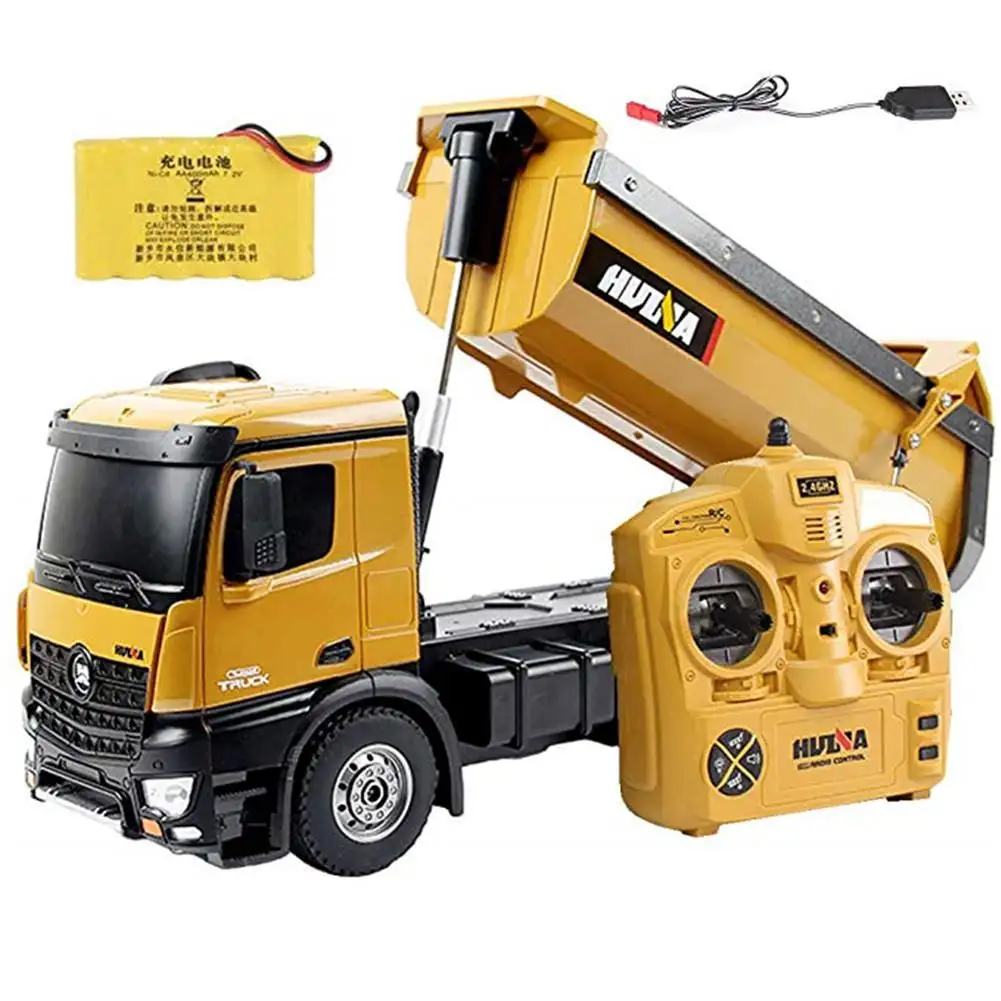 Hot Huina 1573 RC Dumping Truck 1/14 2.4GHz 10CH Remote Control Dump Self-Discharging Engineering Truck LED Light RC Truck Model