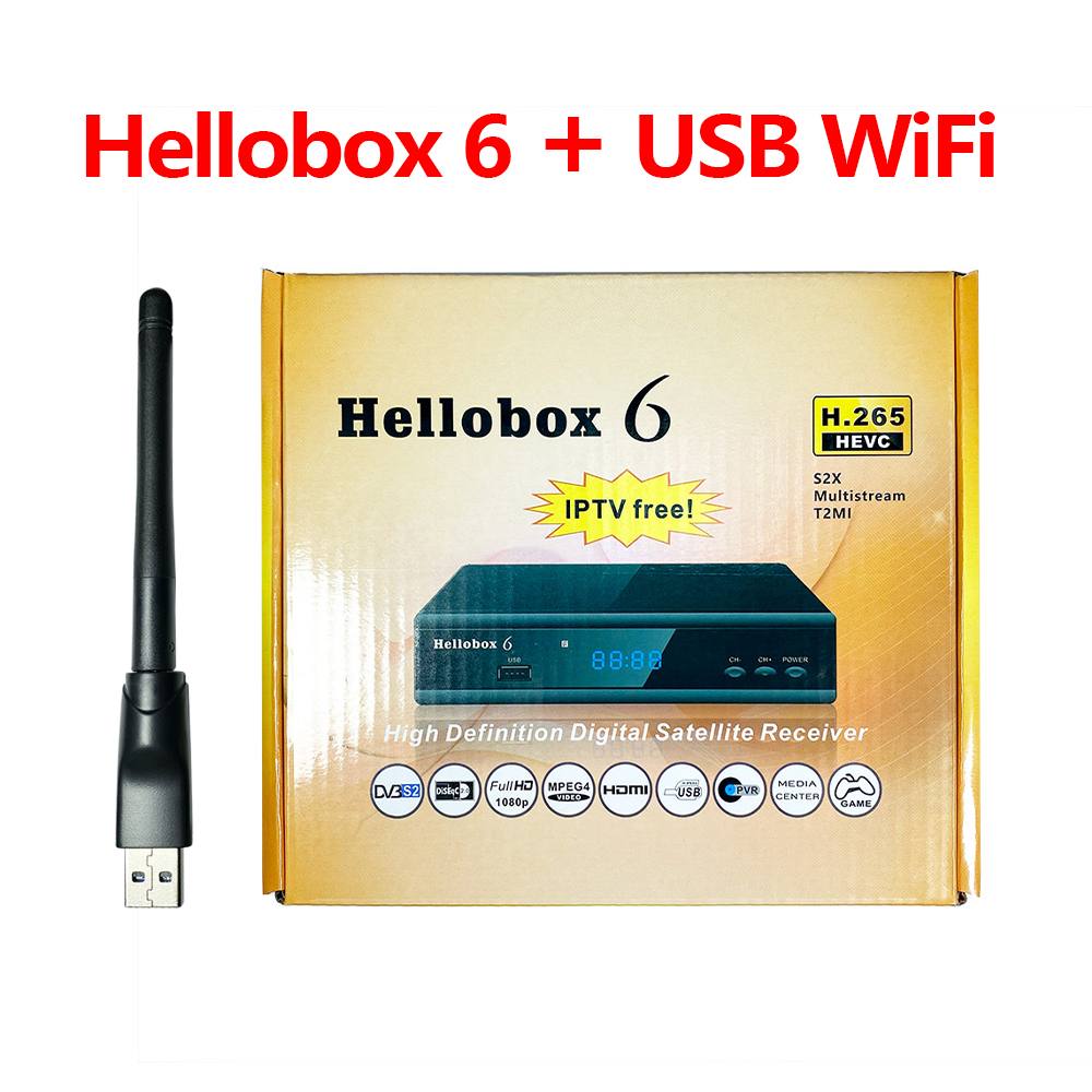 Спутниковый приемник Hellobox 6 совместимый V5 Plus Поддержка USB WiFi Cccam Newcamd Xtream с USB WiFi Новинка 2021