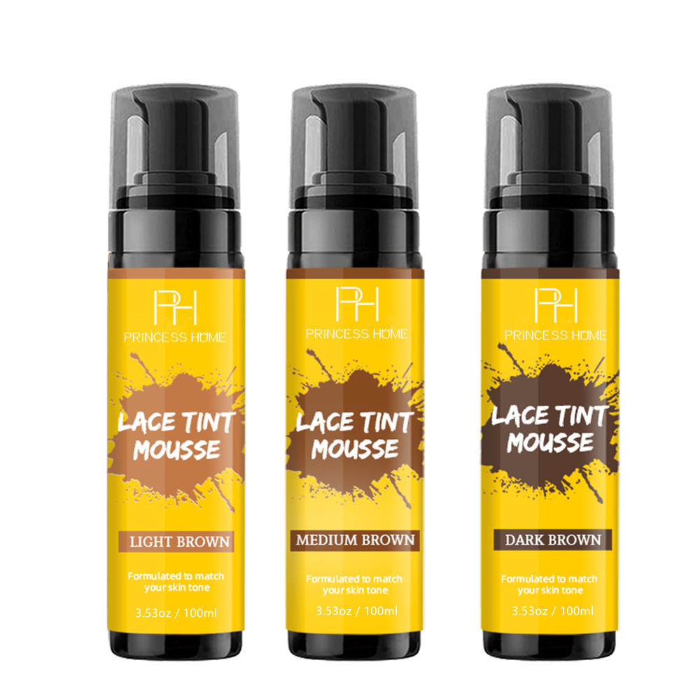 Private Label 100ML Wig Knot Healer Closure Frontal Melting lace Tint Mousse Foam Spray Scalp Skin Tone Lace Tint Spray