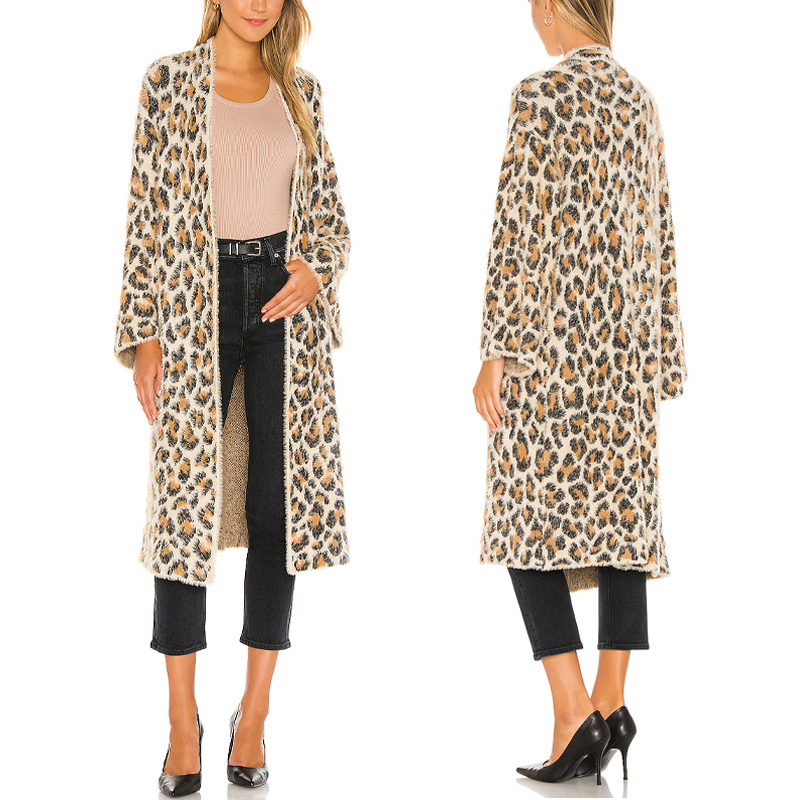 New Design cashmere coat womens female V-neck pit strip trim sweater long cashmere coat abaya cardigan