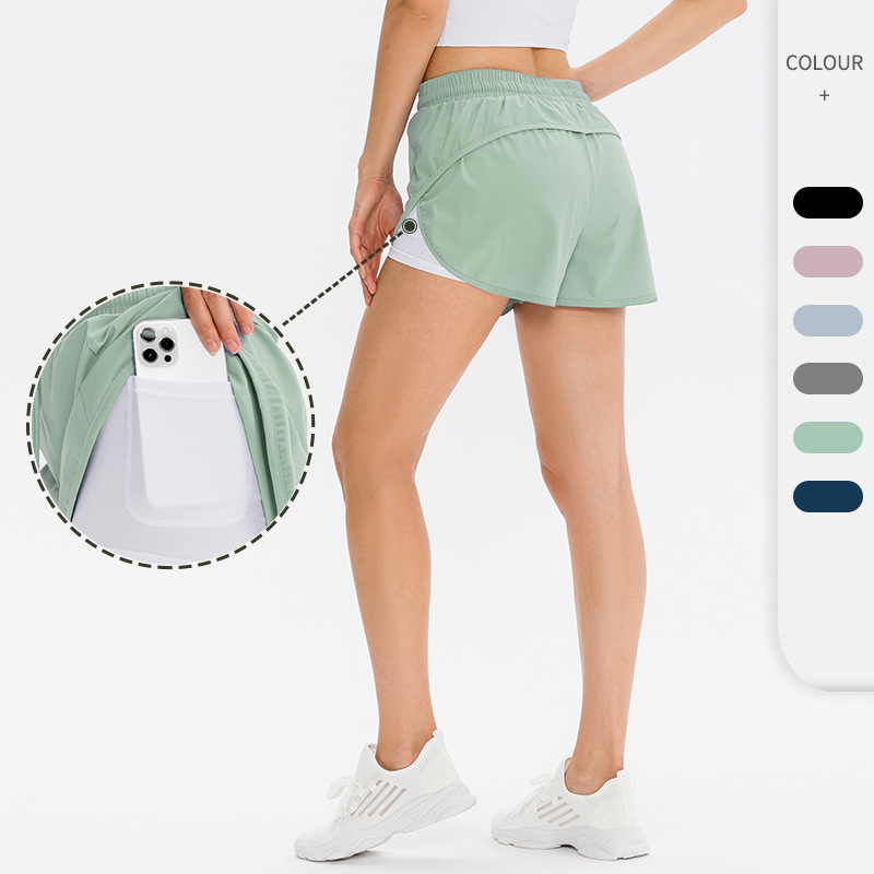 Good Quality Yoga Shorts Women Two Layers Fabric Pockets Lining Athletic Breathable Training Sports Shorts Pants
