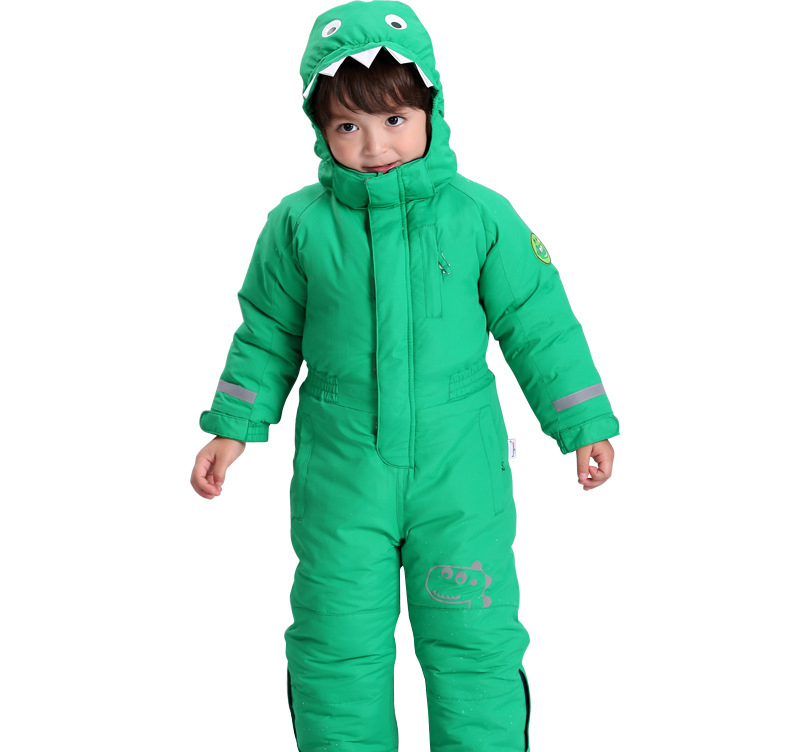 Professional custom cotton down jacket factory one piece set kids ski suit