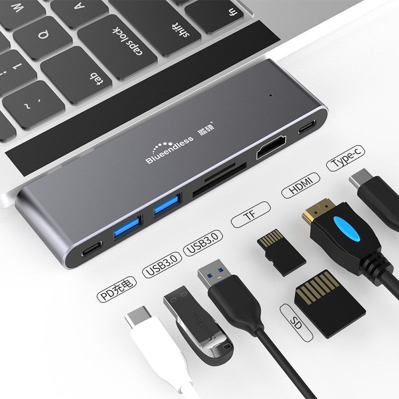 Оптовая продажа OEM 7 в 1 Usb-концентратор 4K Hdtv Sd Tf кардридер 7 портов Тип C концентратор для Macbook ноутбука