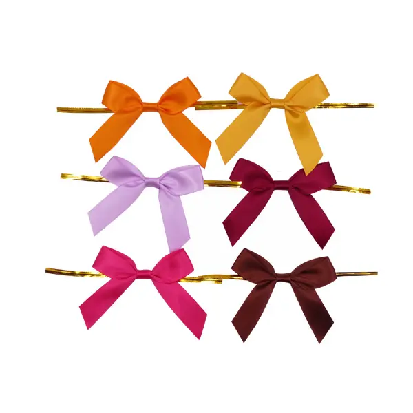Factory manufacture Pre made customized Lollipop various good quality ribbon bows with Wire twist tie