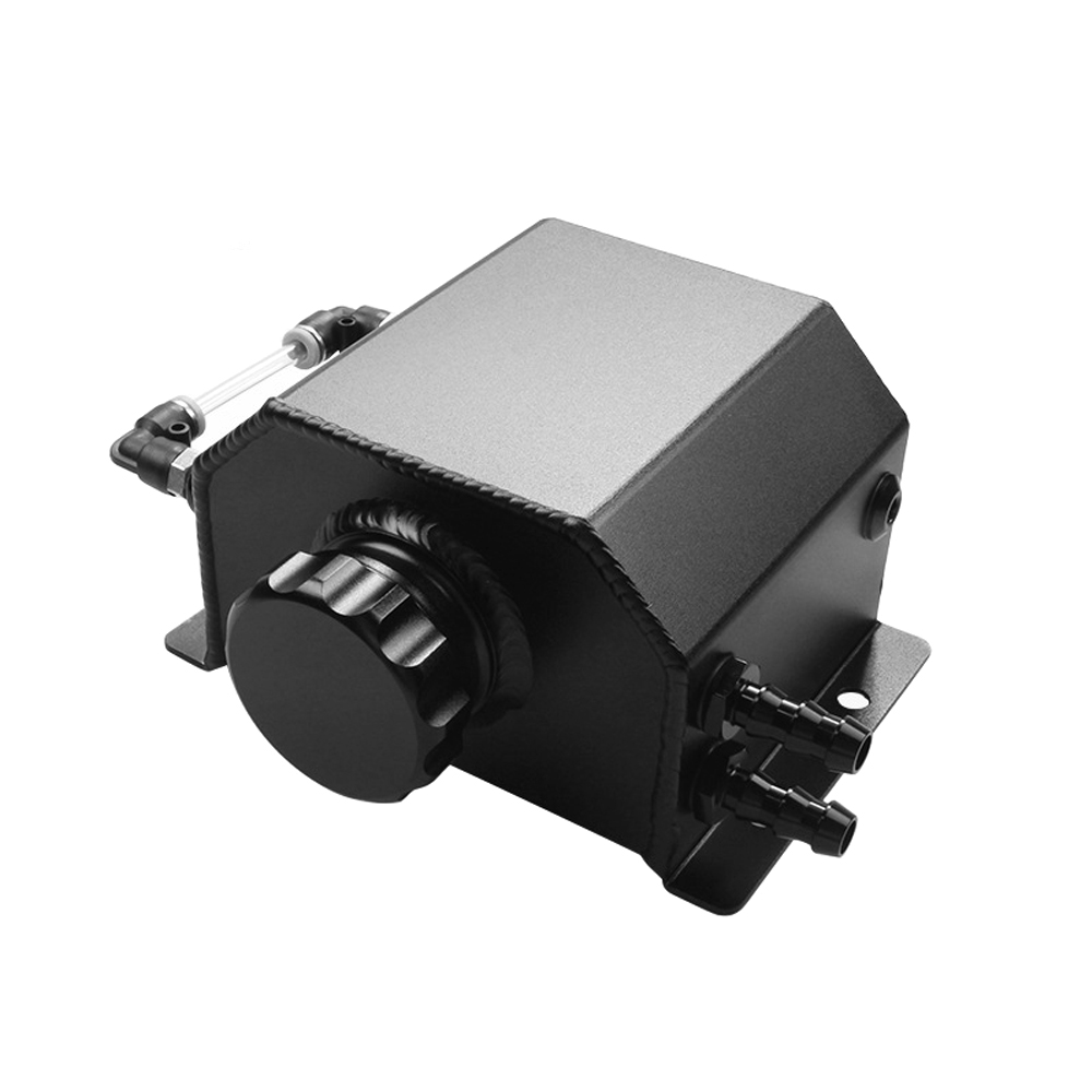 1 Litre 1000ml Universal Car Aluminum Oil Catch Tank Anodized Black Oil Can 1L Fuel Tank Air Intake Hose Aluminum + ABS CN;ZHE