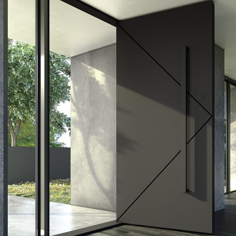 Fashion modern style zinc alloy doors for home security door safety entrance pivot door with multi-Point Lock with smart lock