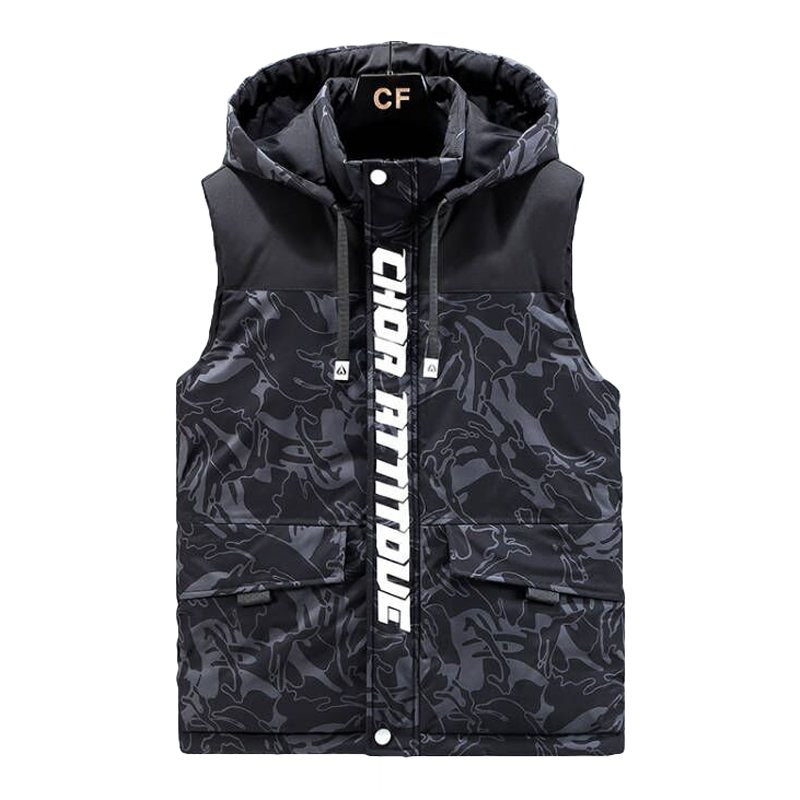 New Sleeveless camouflage jacket hooded winter windproof ryder Men's vest