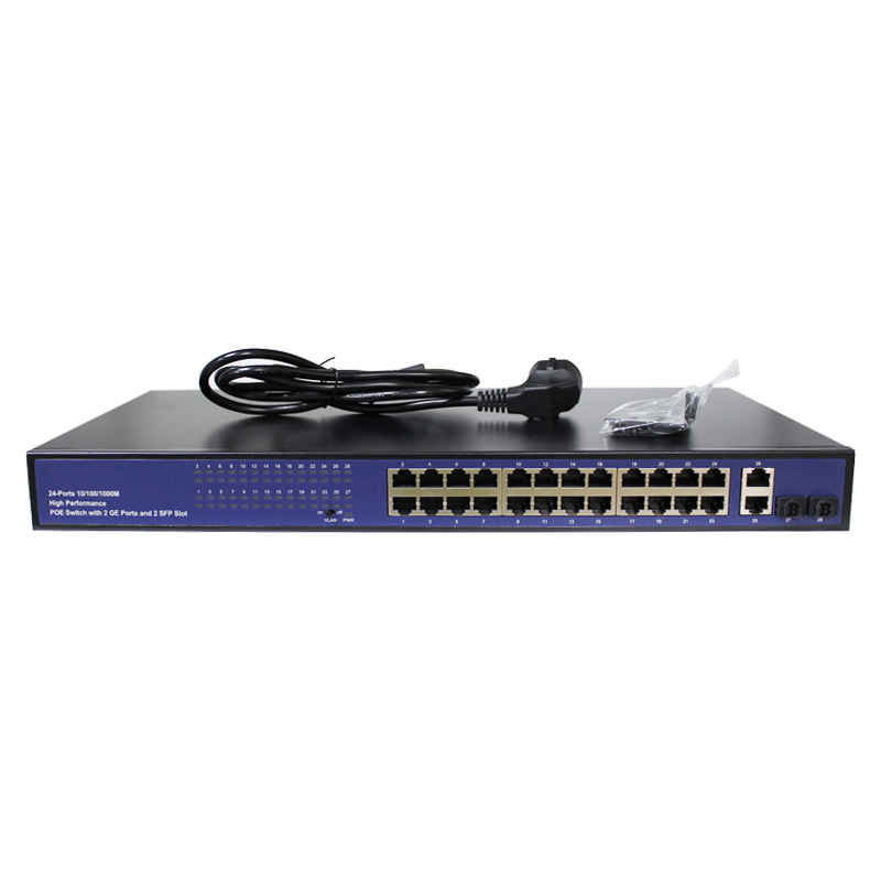 Для систем видеонаблюдения высокая мощность 56 ГБ Интернет 2 Sfp Uplink Oem гигабитное волокно 24 порта Управляемый Промышленный Ethernet Poe коммутатор сетевые коммутаторы