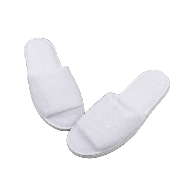 Delivery fast custom disposable white cotton slippers hotel open toe