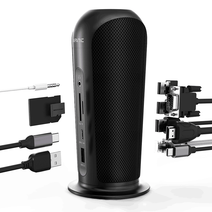USB C док-станция с динамик Type-C USB концентратор с двойной HDMI 3usb c SD TF AUX RJ45 DC динамик