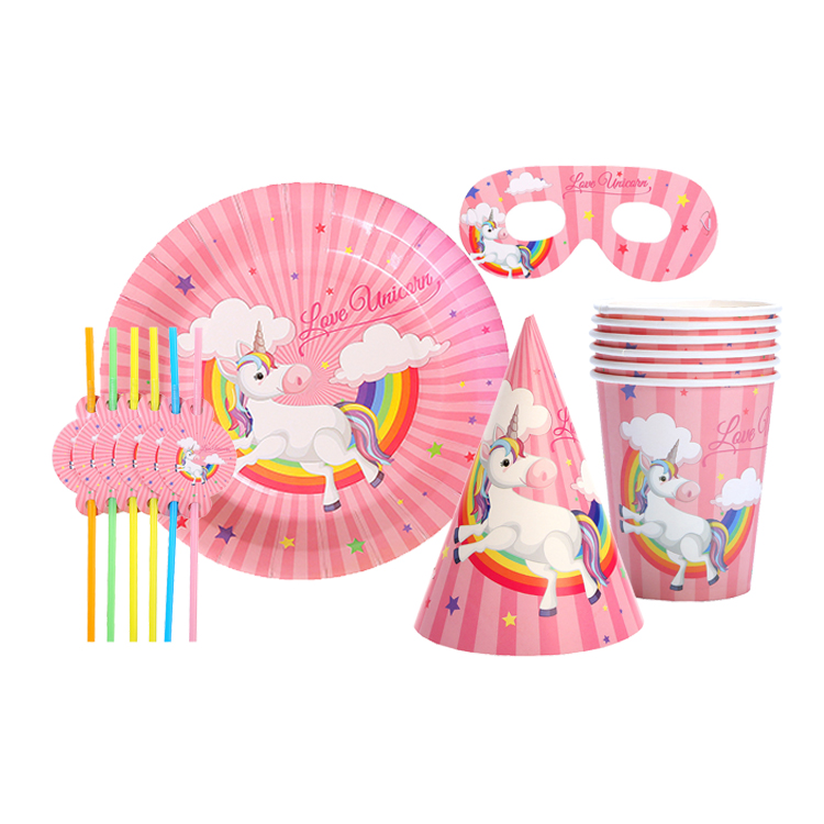 Unicorn Party Supplies Tableware Set For Girls Birthday & First Birthday Party Pack Unicorn Party Supplies
