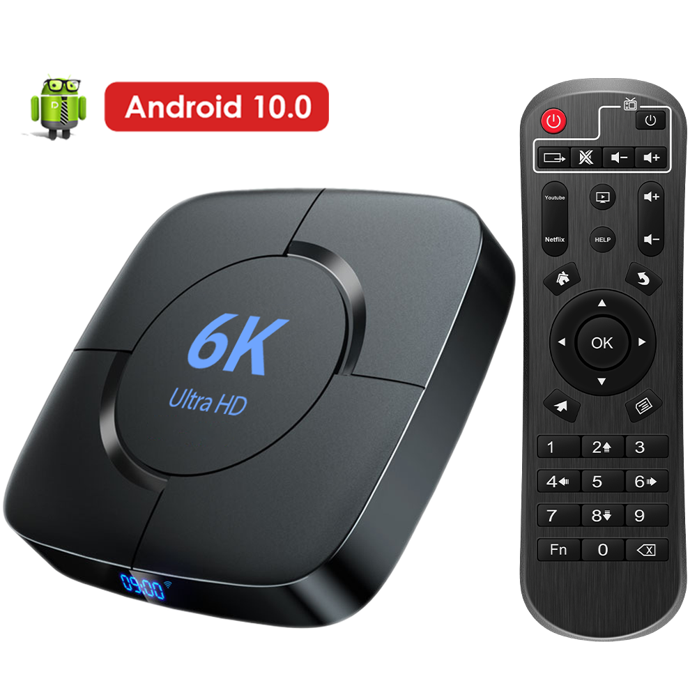 HONGTOP Android 10.0 TV BOX 6K Voice Assistant 3D 4K 1080P Video TV receiver Wifi 2.4G&5.8G TV Box Set top Box