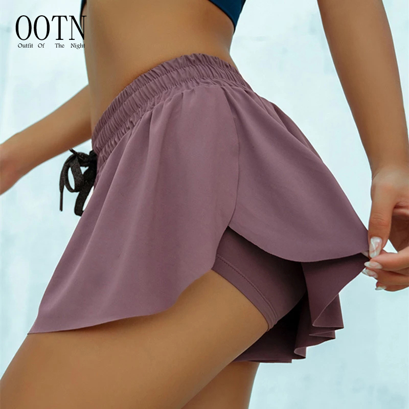 OOTN Gym Loose Sport Breathable Yoga Shorts Women 2 In 1 Marathon Quick Dry Shorts Summer Running Shorts