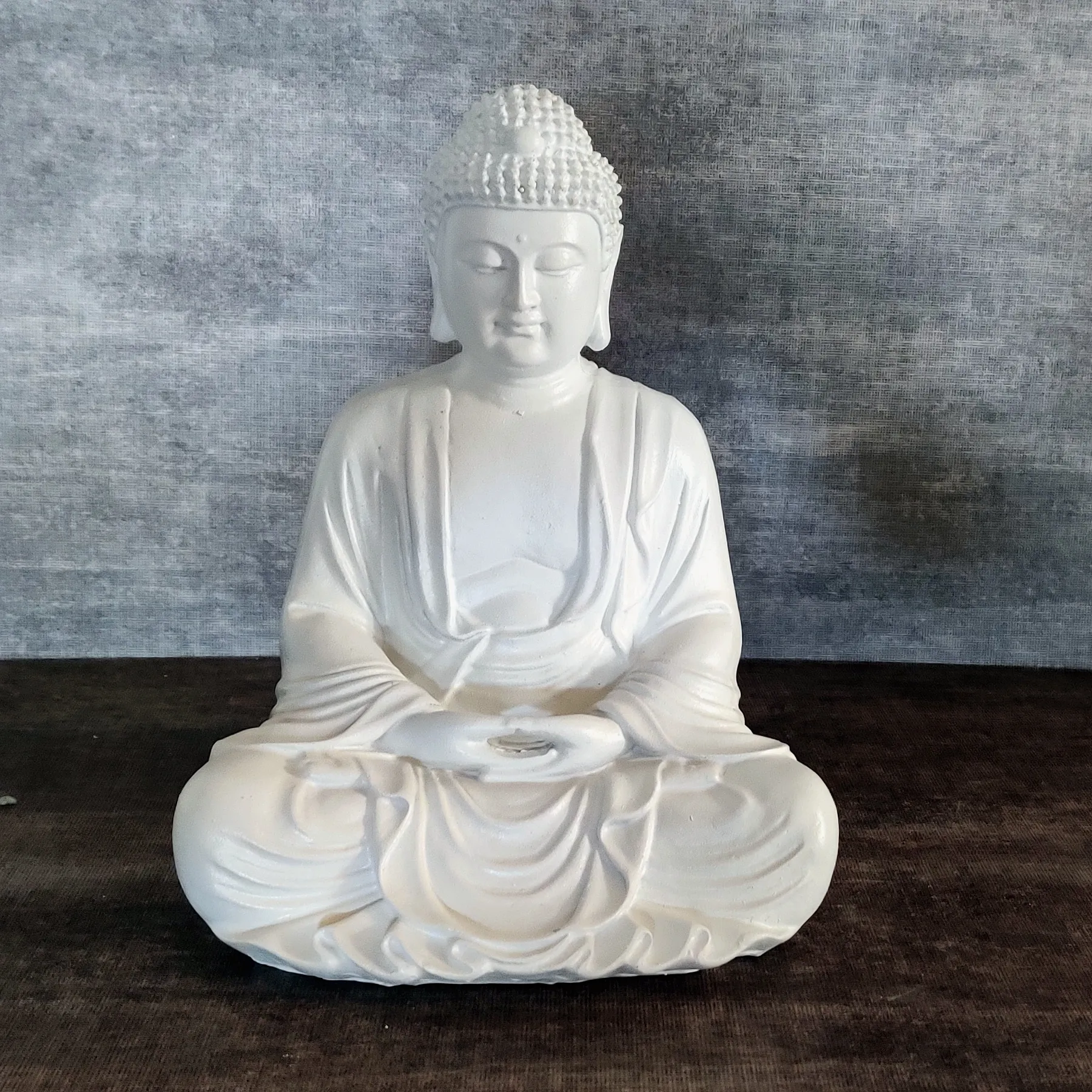 Zen Style White Resin Sitting Buddha Statues Home Decor